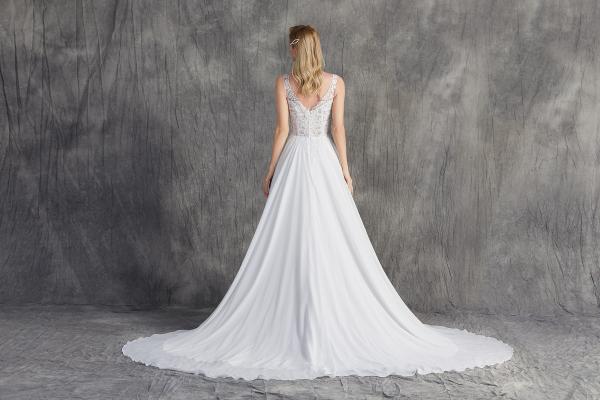 A-Linien-Brautkleid aus Chiffon mit perlenbesetztem Oberteil ivory/Haut